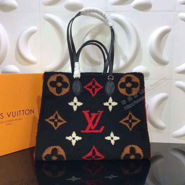 LV包 LV女包 M55420 LVTeddy系列 Onthego手袋 羊毛四方購物袋 LV手提袋  ydh3295